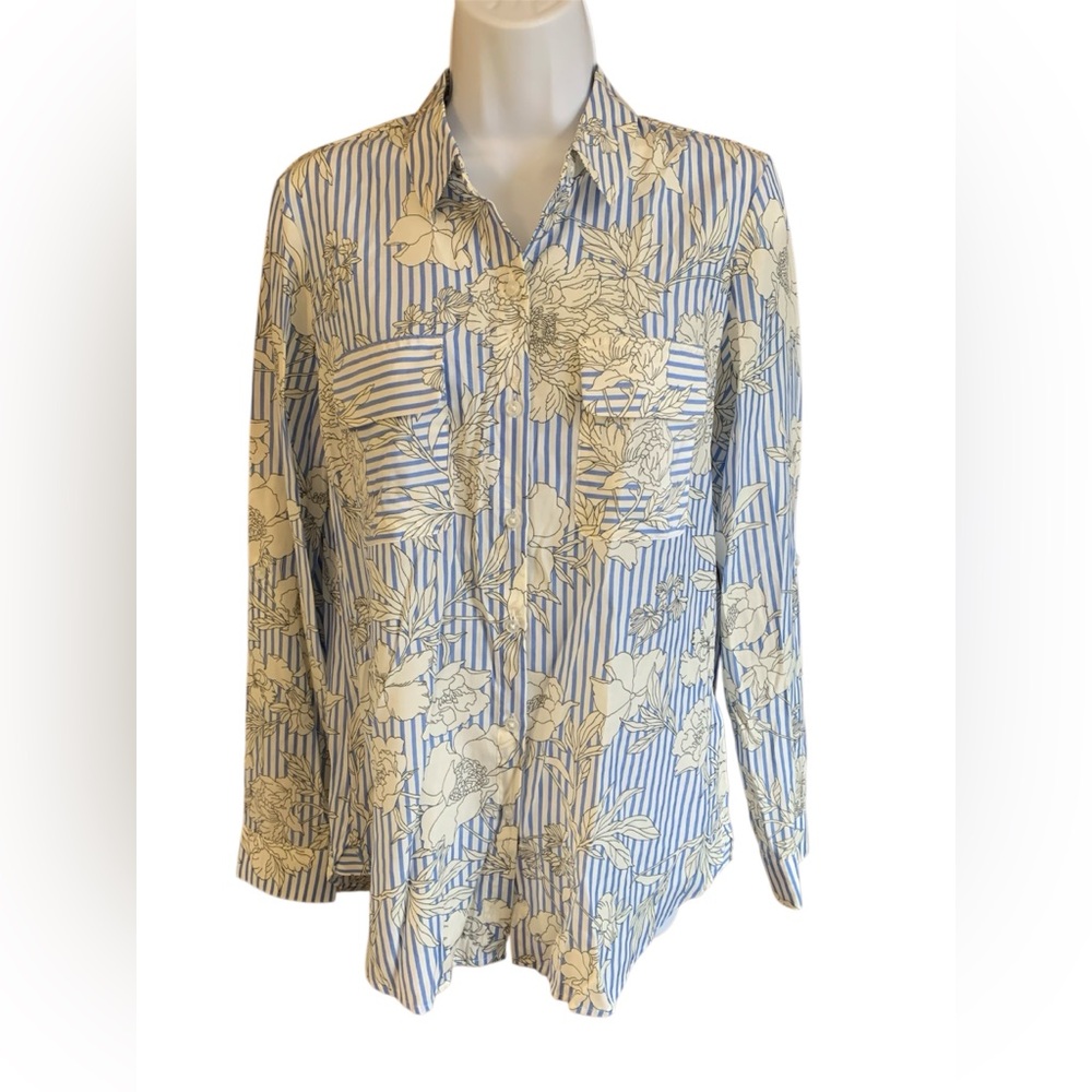 Express Blue and White Striped “The City Shirt” Shirt Size S